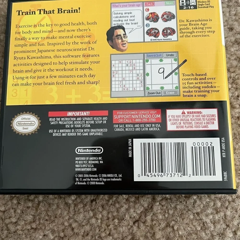 Nintendo DS Brain Age Train Your Brain in Minutes a Day! Game for Kids or Adults